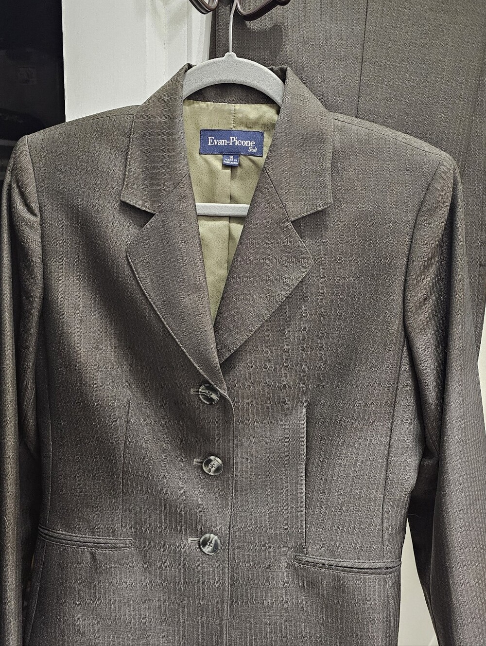 Evan Picone Women's Khaki Pinstripe Blazer